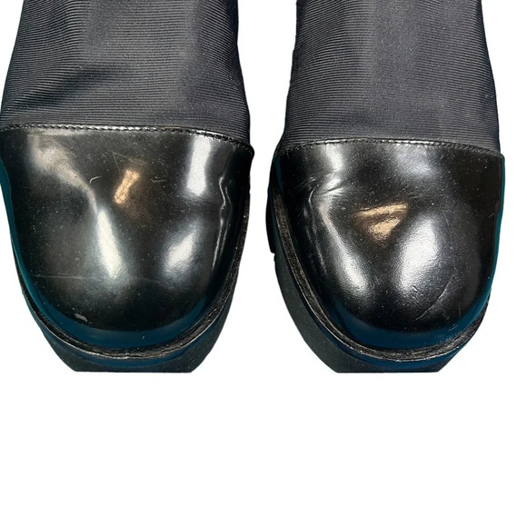 90’s Paul Green Nylon and Patent Black Slip-on Elastic Wedge - Picture 4 of 9